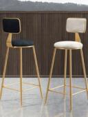 新款 北欧轻奢吧台椅子ins简约网红吧凳前台咖啡餐厅休闲靠背高脚