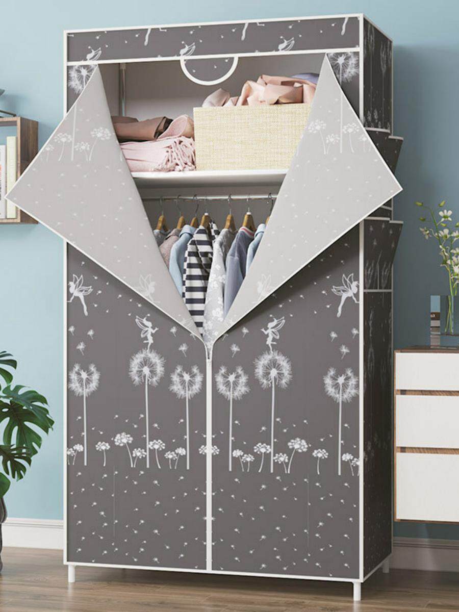 新款 简易衣柜布衣柜出租房用单人宿舍挂衣橱经济型钢管加固加粗