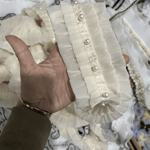 金源花边新款窗帘辅料配件立体花边法式珍珠花边中间珍珠款