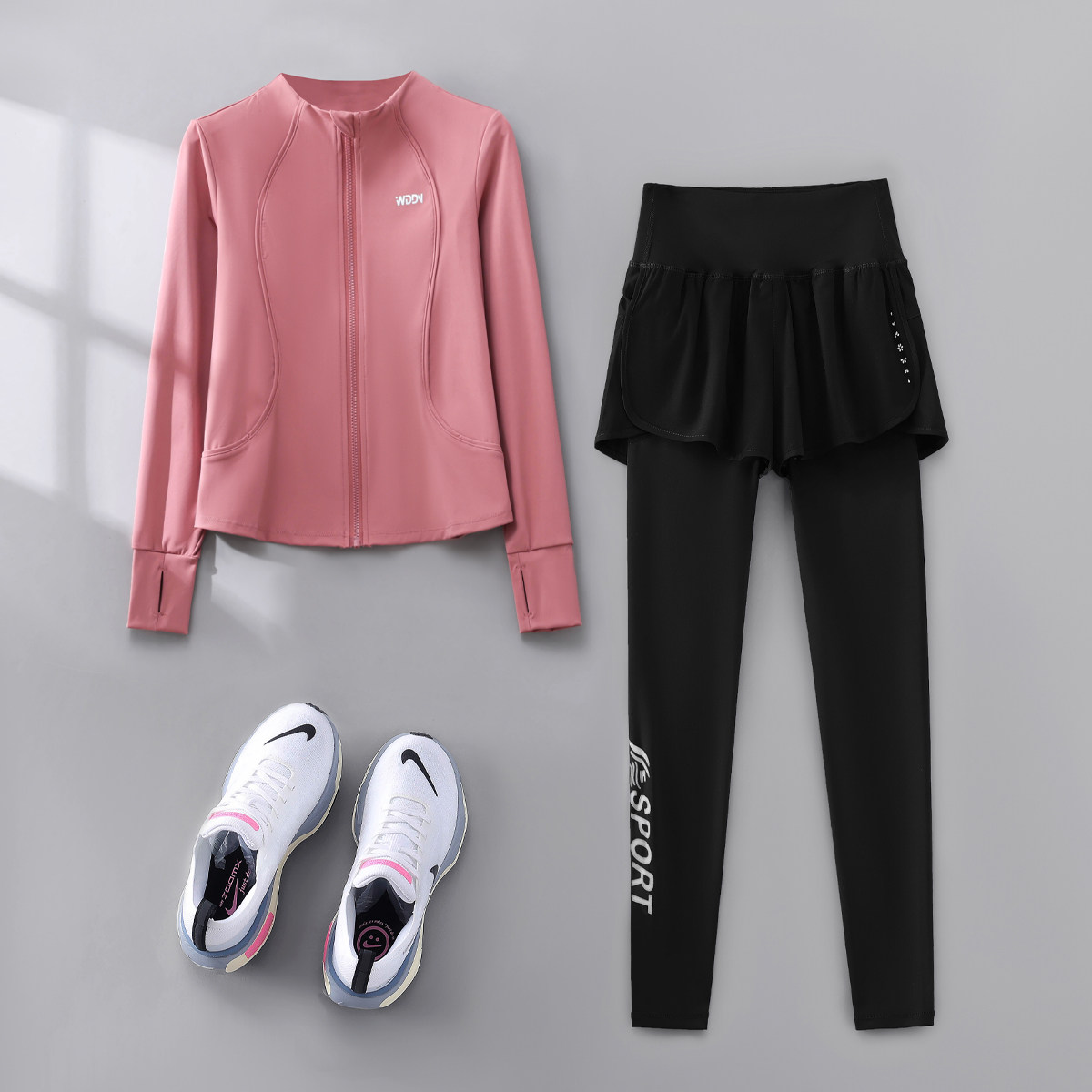 健身服套装女春季时尚显瘦瑜伽服速干衣户外跑步登山运动套装外套