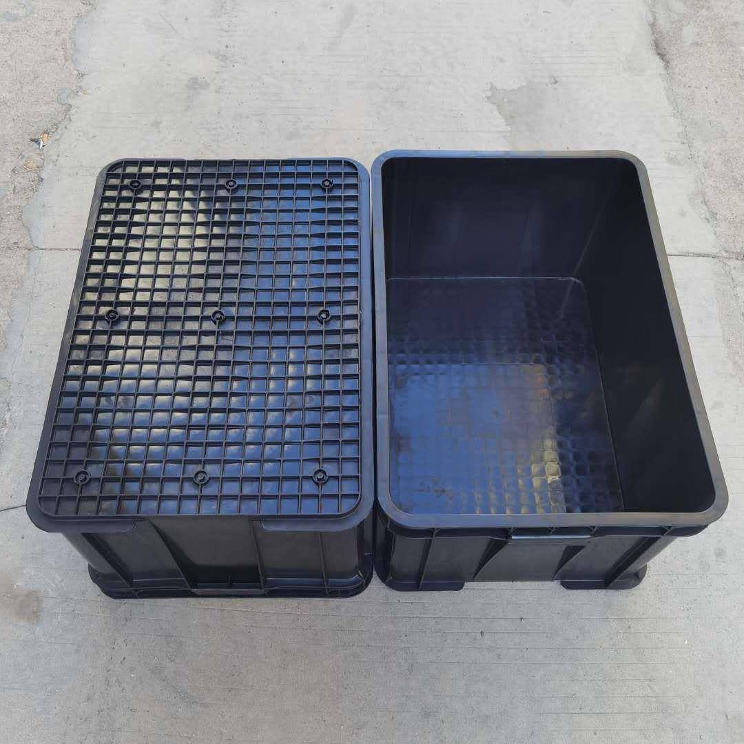 610*420*15防静电周转箱塑料防静电箱黑色防静电胶筐