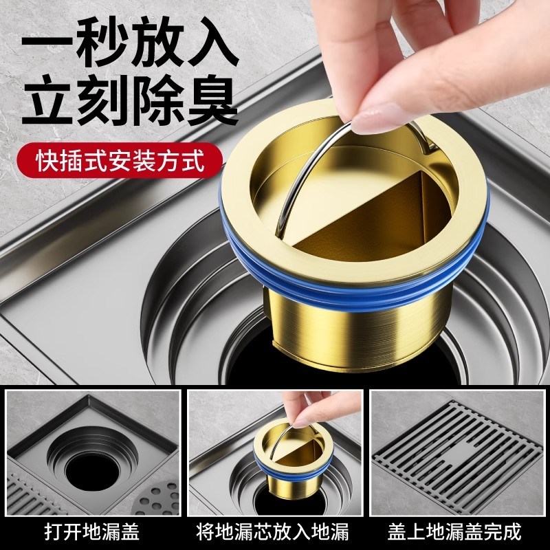 德国品质防臭地漏芯浴室卫生间下水管通用防虫防S臭全铜内芯防臭