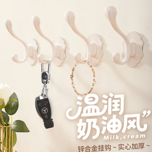 奶油风简约高级单个入户门玄关挂钩壁挂墙壁墙上进门鞋柜挂衣钩