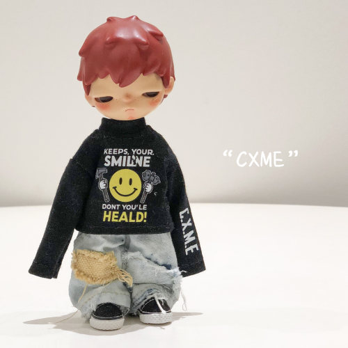 CXME0B11娃衣小野可爱二次元玩偶粘土人嘎子衣服破坏废土风牛仔裤