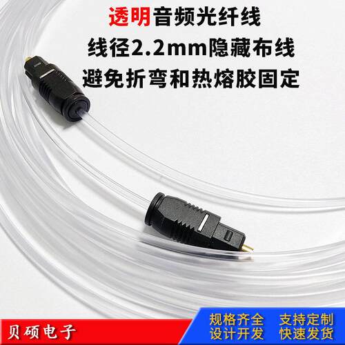 TOSLINK 透明光纤音频线 方口对方口 功放光纤连接线音频光纤线