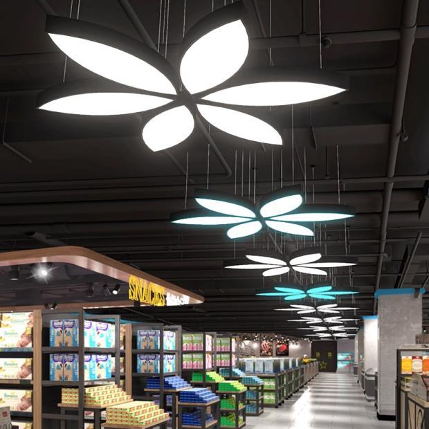 叶子花朵造型灯超市商场专用led吊灯创意异形健身房店铺工业风灯