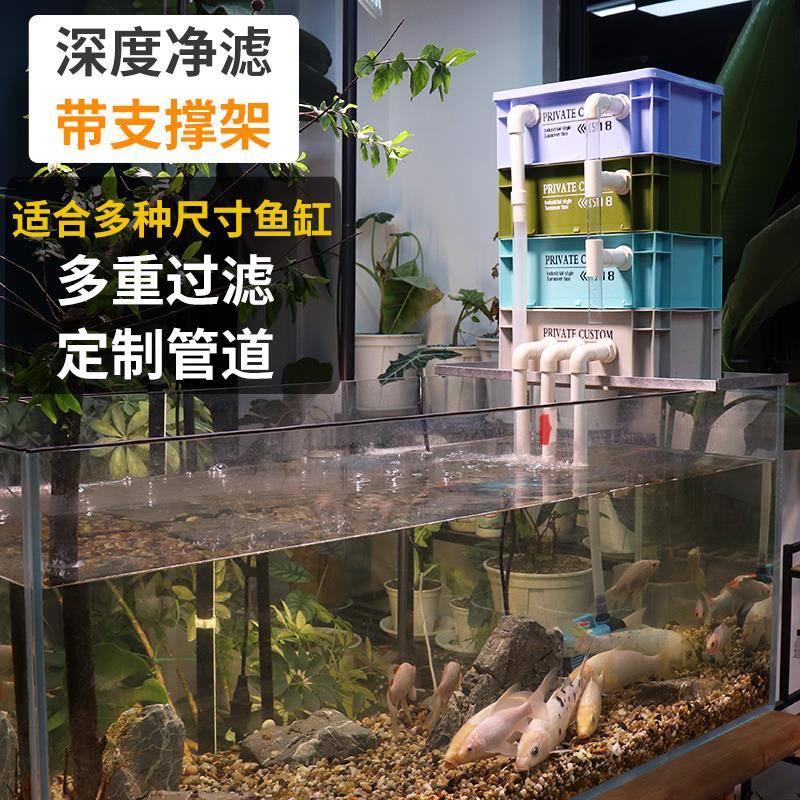 周转箱过滤箱鱼缸鱼池乌龟缸过滤滴流盒增氧培菌净水循环静音外置