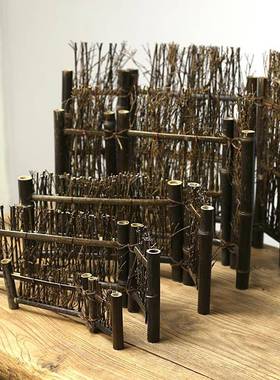 日料刺身摆盘装饰竹篱笆刺身拼盘饭厅紫竹酒店海鲜田园小屏风围栏