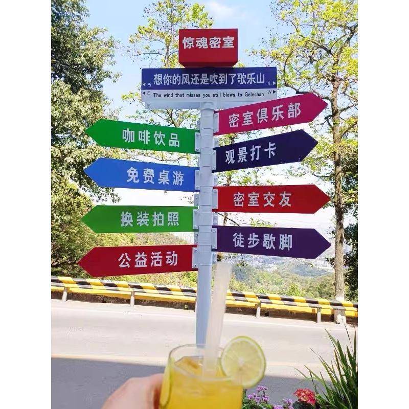新款网红打卡指路牌指向牌指示牌风景区路标牌公园指引牌标识引导