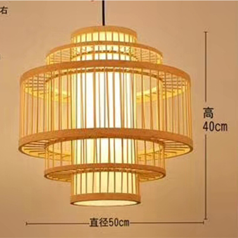 日式风格竹编藤艺吊灯具仿古农家乐竹艺灯笼饭店卧室阳台竹编吊灯