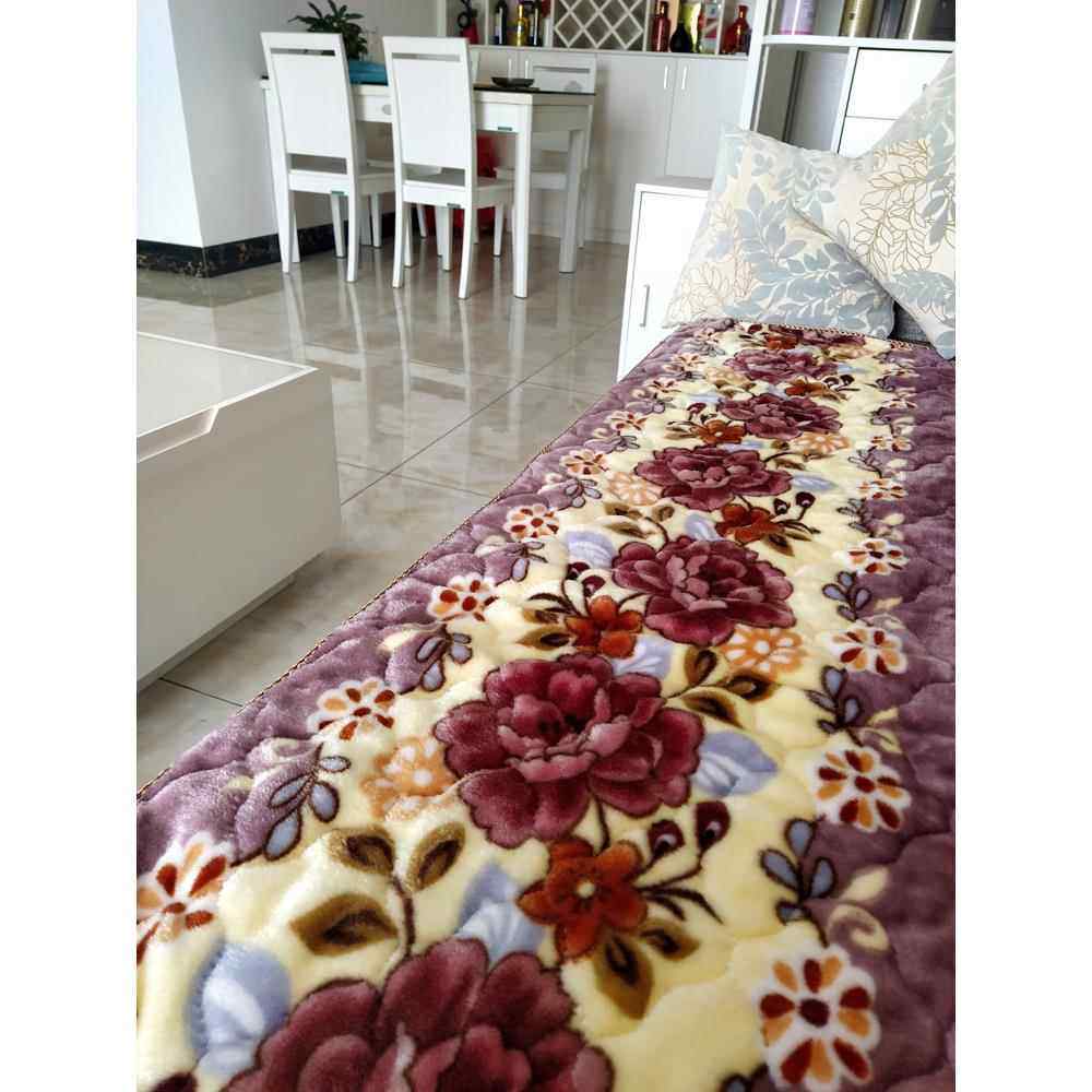 红木沙发坐垫冬款加厚毛绒实木头三人座垫子防滑长椅中式垫布