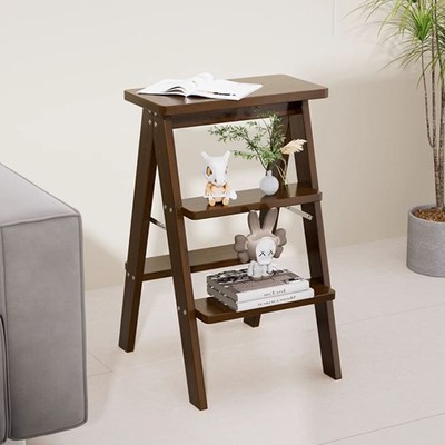 折叠梯凳家用梯子实木凳子厨房吧台凳登高三步梯多功能收银台椅子