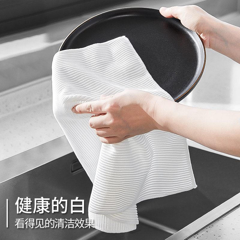 酒店抹布厨房专用擦碗布吸水不掉毛餐具盘子擦干碗布白色搽抹碗布