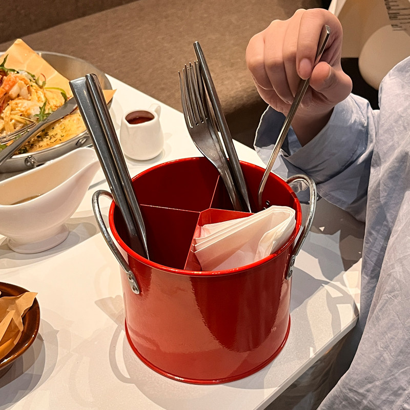 铁艺餐具桶家用厨房筷子笼刀叉收纳桶创意内带分隔沥水篮架防锈