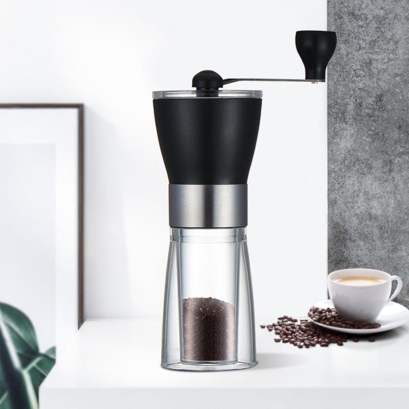 家用手摇磨豆机便携式手动咖啡粉碎机双层玻璃咖啡豆研磨机打粉机
