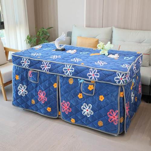 长方形面桌面揭盖烤火被加绒加厚烤火炉罩冬天双面绒取暖桌套罩