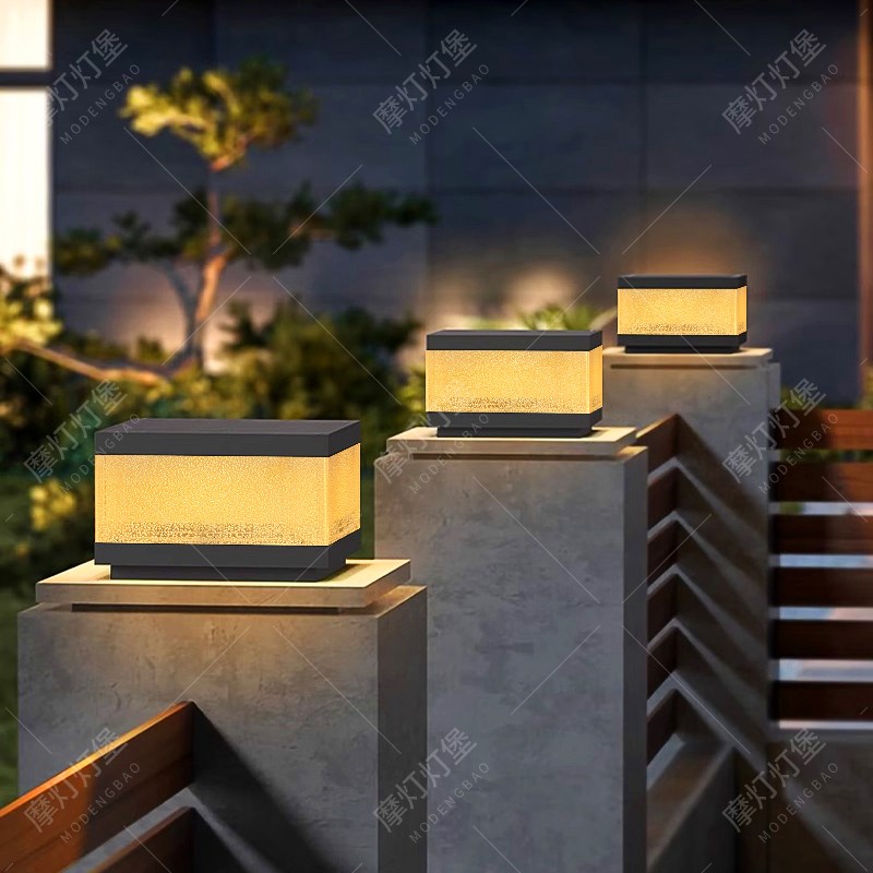 太阳能柱头灯户外门柱灯围墙v柱上灯庭院柱子灯别墅大门两侧柱子