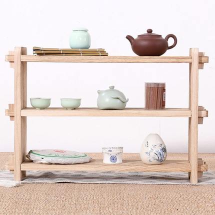 日式实木功夫茶杯架茶宠多层茶壶架小博古架茶具盆景展示架置物架