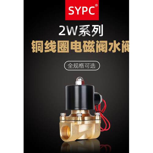 SYPC森亚常闭电磁阀镀铜水阀气阀220V 24V 2W-160-15 2分4分1寸