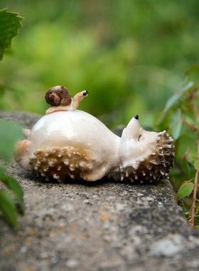 真自在可爱刺猬树脂动物小摆件创意个性盆栽造景送女生礼物圣诞节