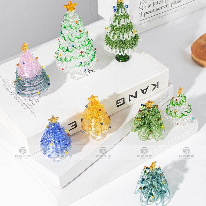 淄博琉璃圣诞树摆件纯手工烧玻璃家居桌面装饰品创意圣诞节小礼物