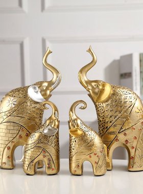 北欧大象树脂工艺品家居装饰品摆设 酒柜摆件结婚礼物母子象摆件