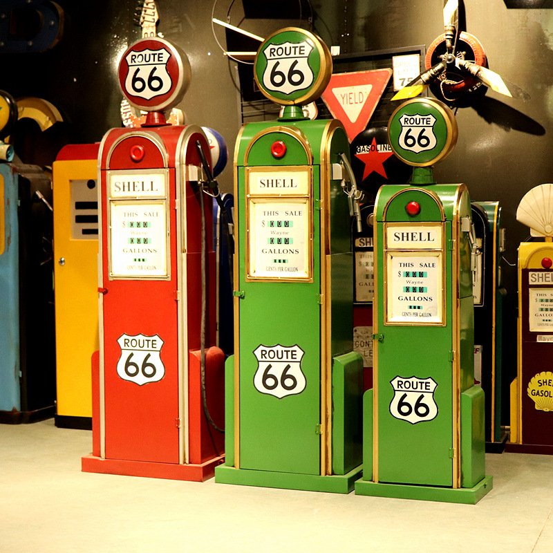 复古工业风加油机模型铁艺装饰摆件酒吧咖啡餐厅店铺创意橱窗道具