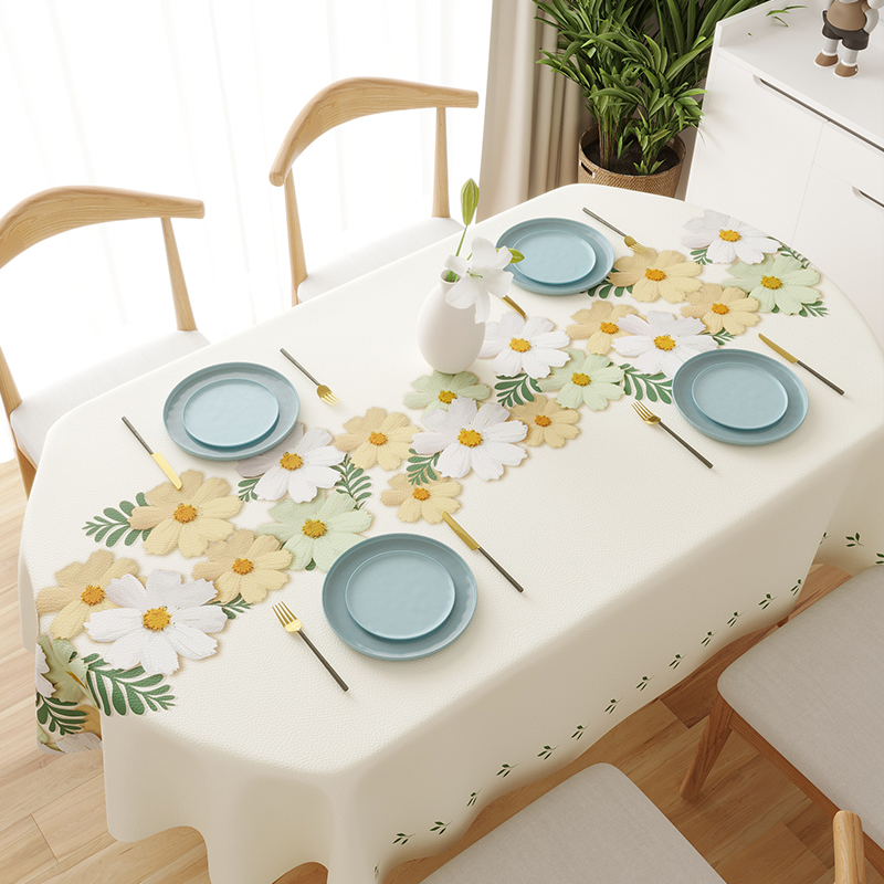 椭圆桌布防水防油防烫免洗客厅椭圆台布餐桌布茶U几桌布高档桌垫