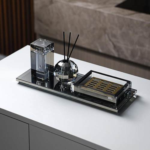 高档水晶轻奢家用洗漱套装摆件托盘香薰漱口杯浴室置物架收纳神器