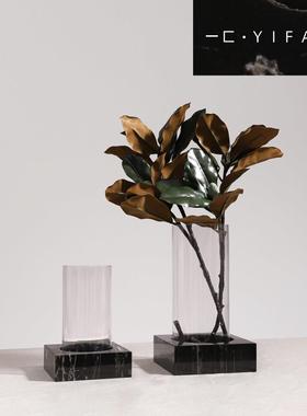 现代轻奢几何肌理大理石花瓶 样板间茶几客厅桌面软装摆件