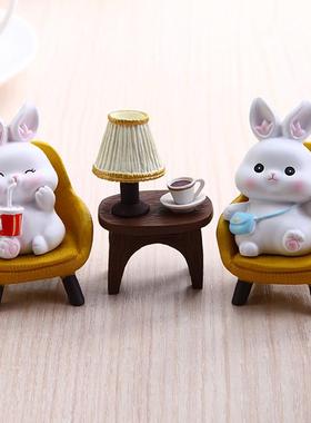 可爱治愈小摆件情绪稳定神器迷你桌面沙发边几装饰兔子高级感礼物