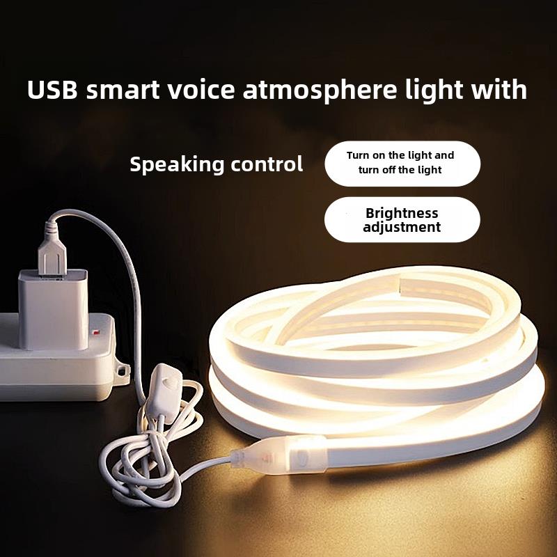 USB带开关霓虹灯5V语音防水暖灯房间装饰造型气氛灯带Led软灯带