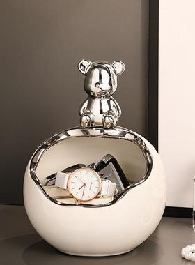 置物架入户玄关进门口放钥匙扣锁匙收纳盒摆件轻奢高端鞋柜装饰品