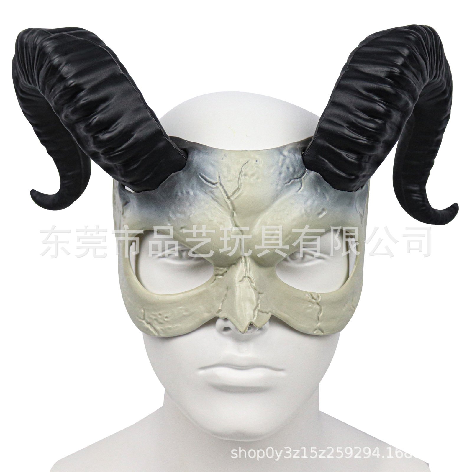万圣节新品半脸面具外贸狂欢节派对化妆服饰道具注塑羊角恶魔面具