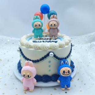 labubu拉布布蛋糕装饰品烘焙可爱卡通公仔马卡龙挂件礼品小盲盒