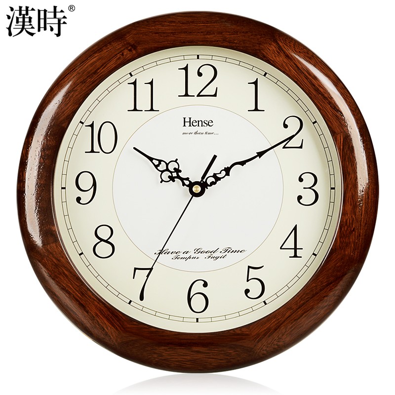 汉时钟表客厅挂钟复古实木时钟静音现代G挂表简约北欧式石英钟HW1