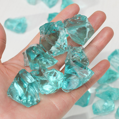 浅蓝色琉璃石碎石人造水晶石香薰石扩F香石装饰摆件室内鱼缸造景