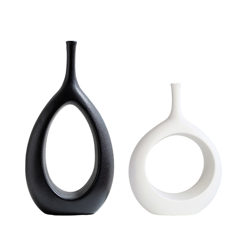 陶瓷花瓶北欧小清新瓷器白色简约餐桌客厅M摆件民宿酒店办公室软