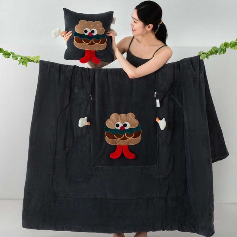 冬季加厚抱枕被子两用午睡二合一枕头被汽车载靠垫办公室绒毯新款