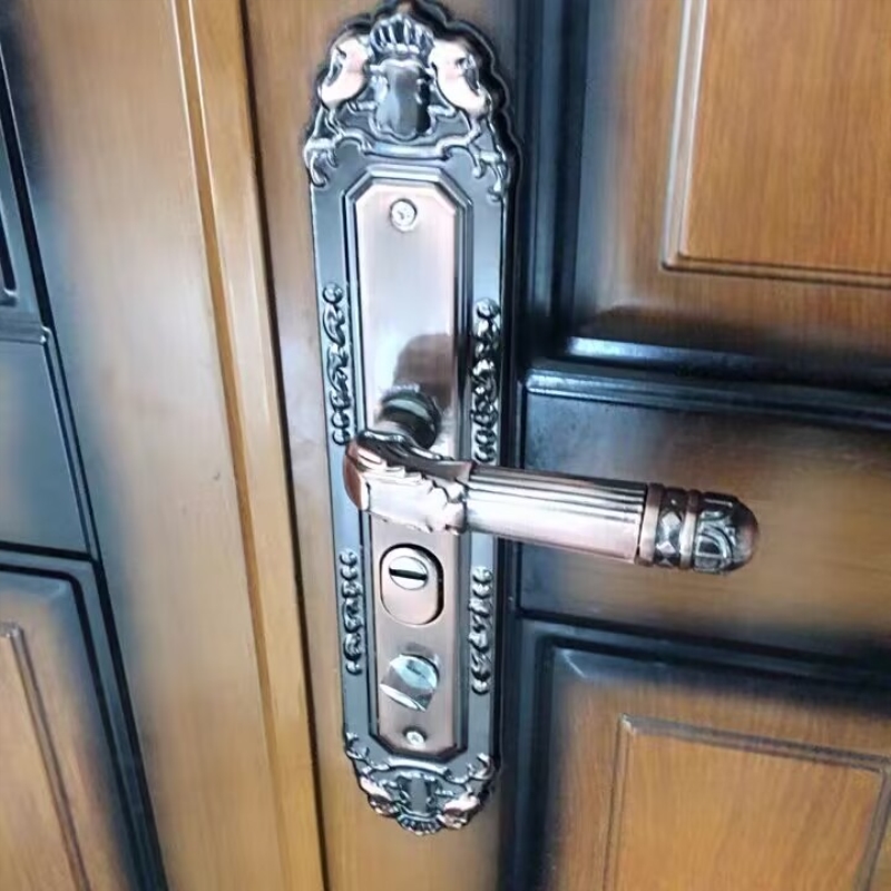 防盗门把手老式锁具红古铜大门执手内锁入户门锁加厚铝合金门拉手