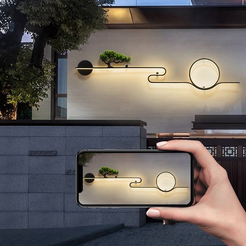 户外防水壁灯中式庭院围墙造景y影壁墙装饰灯别墅花园室外太阳能