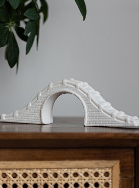 石桥陶瓷小桥花卉盆景摆件微景观假山水族鱼缸造景流水装饰品沙盘