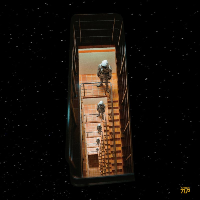 TLP反光车贴 心情切片系列旋转楼梯太空人宇航员俯视平面防水贴纸