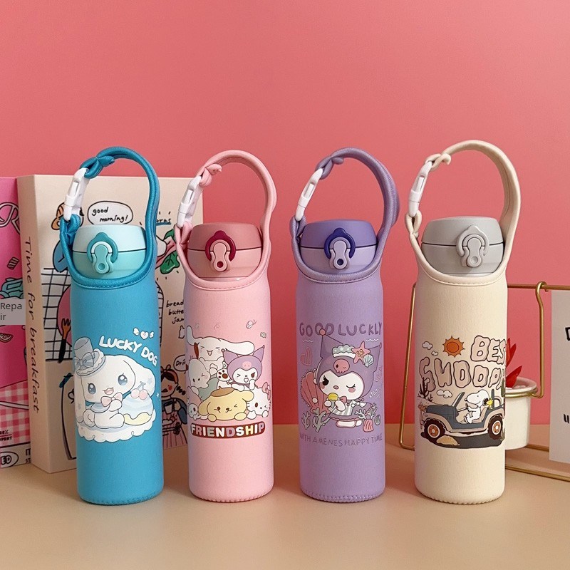保温杯盖a学生水杯袋可爱卡通书包肩带350 500毫升通用
