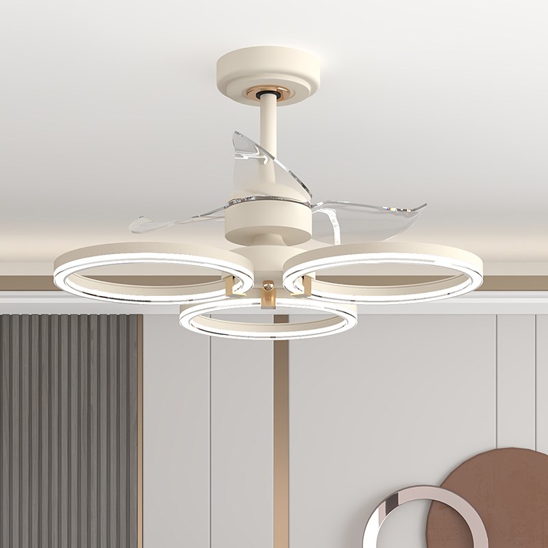 餐厅风扇灯简约现代卧室隐形吊扇灯北欧创意轻奢客厅新Z款圈圈灯