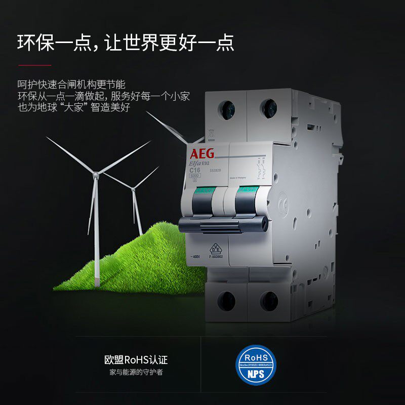 AEG空气开关1P断路器2P总开保护器P家用63A短路保护