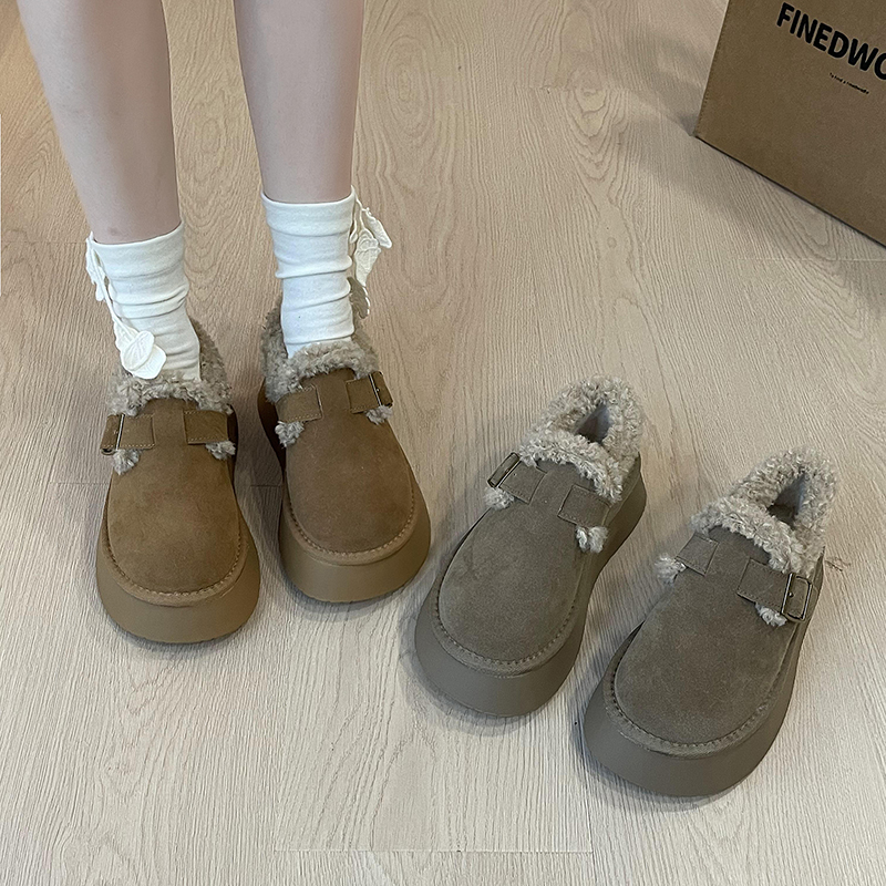 雪地靴女b2023年新款爆款冬季加绒加厚保暖防滑厚底百搭皮扣带棉