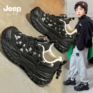 jeep户外男童鞋子冬季2026新款儿童防水运动鞋女童宽楦徒步登山鞋