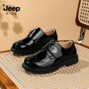 男童皮鞋黑色英伦风学生软底真皮男孩花童西装演出鞋儿童新款校园
