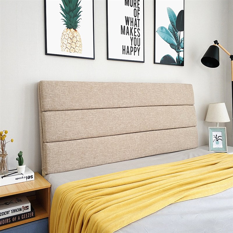 可定做拆洗布艺床头靠垫 实木床头罩套 软包海绵大靠垫床头靠背垫